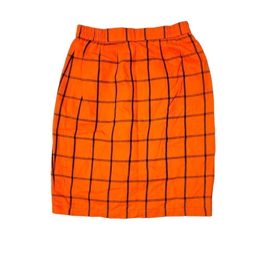 2/$20 Vintage Y2K Orange With Black Plaid Skirt Dress XS